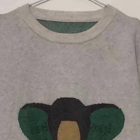 Gray Green Elephant Graphic Knit Sweater - Picture 2 of 3